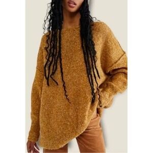 Free People Cozy Oversized Moira Slouchy Tunic Sweater Knit XS tan brown